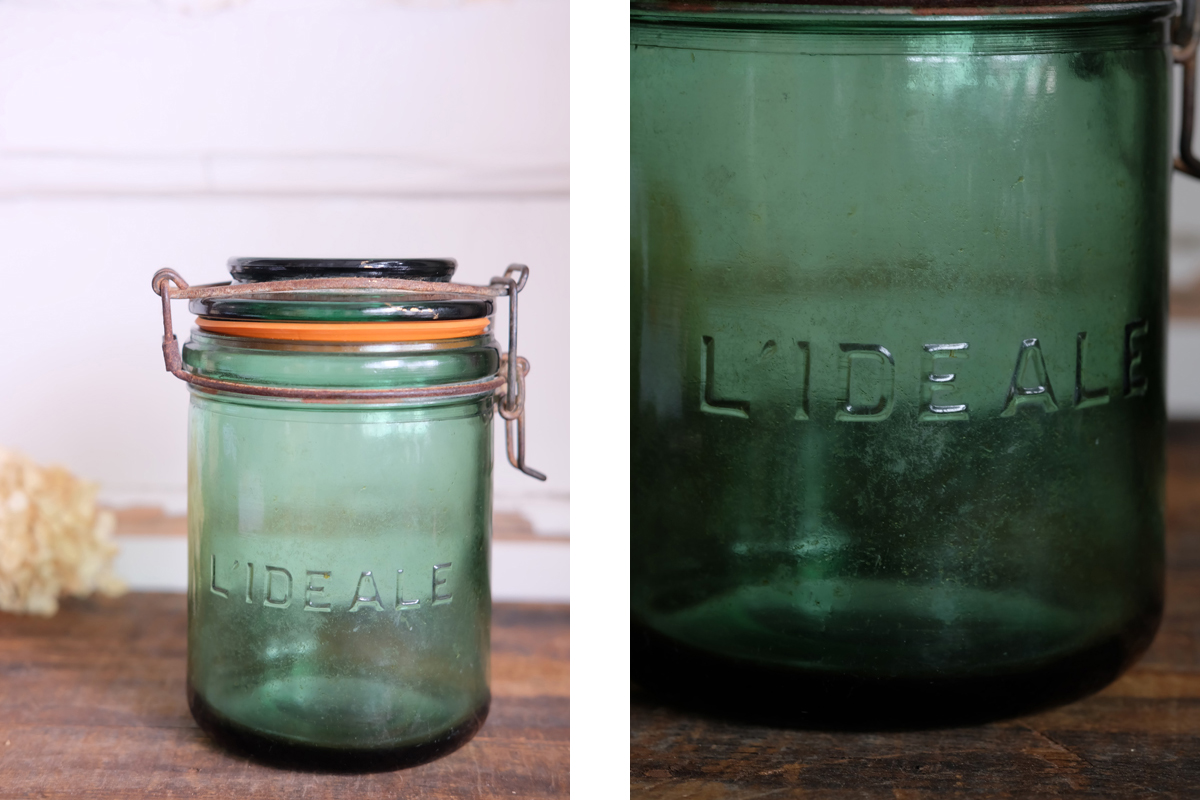 X432-2 フランスBrocante L'IDEALE 保存ビン 保存容器 ガラス容器